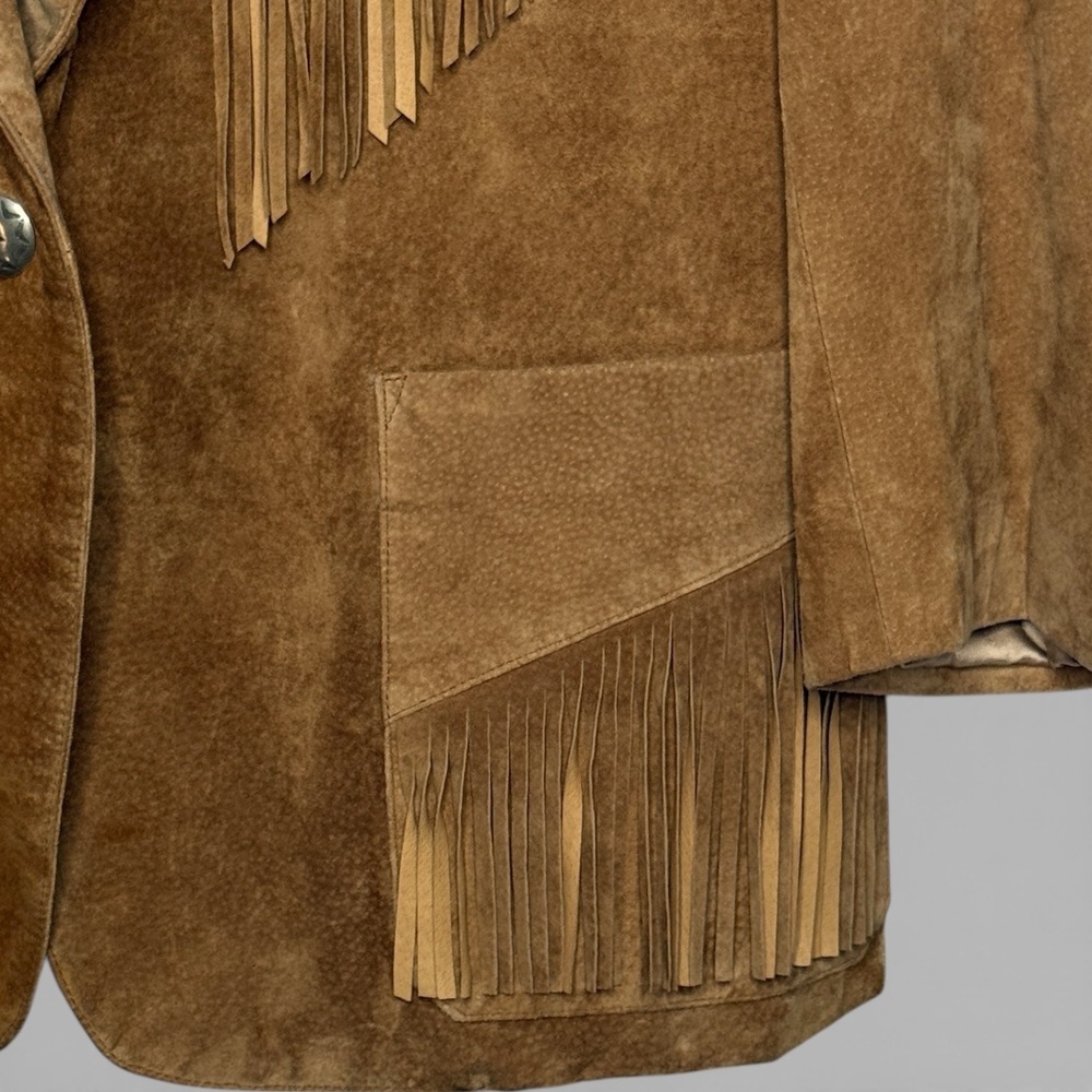 PATRICIA WOLF Suede Fringe Jacket Hand Painted Western Cowgirl Boho Luxe XL - Picture 7 of 14